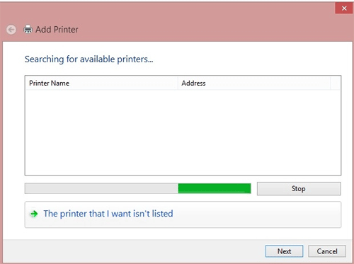 Add Printer Searching for Printer
